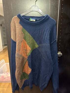 Lago Vintage Made in Italy Geometric Colorblock Textured Knit Sweater